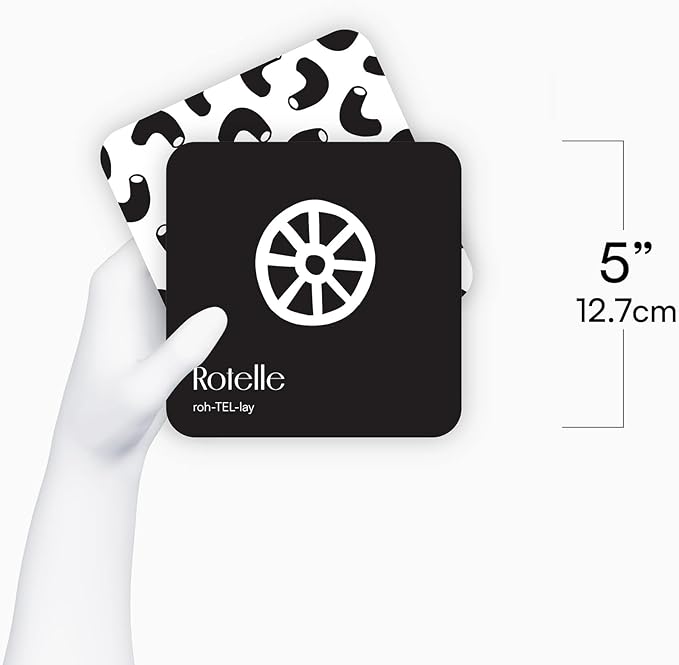 Pasta for Baby High Contrast Cards Sensory Toy Learning Activity Large Black and White Flash Cards Newborn Tummy Time Play 0+ Months Infant Essentials Curious Baby Activity Gift Set