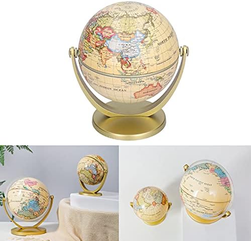 Globe English Mini World Map with Sturdy Hard Base, Earth Geographical Location Map Picture Teaching Tool Child Gift