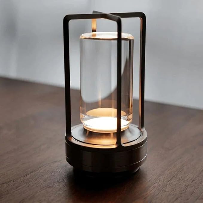 Klarako Crystal Lantern Lamp – Modern Cordless Rechargeable Bedside & Outdoor Light, Portable Wireless Lamp – Dimmable Touch Control – Luxury Living Room & Hotel-Style Lighting (Black, 10-Pack)