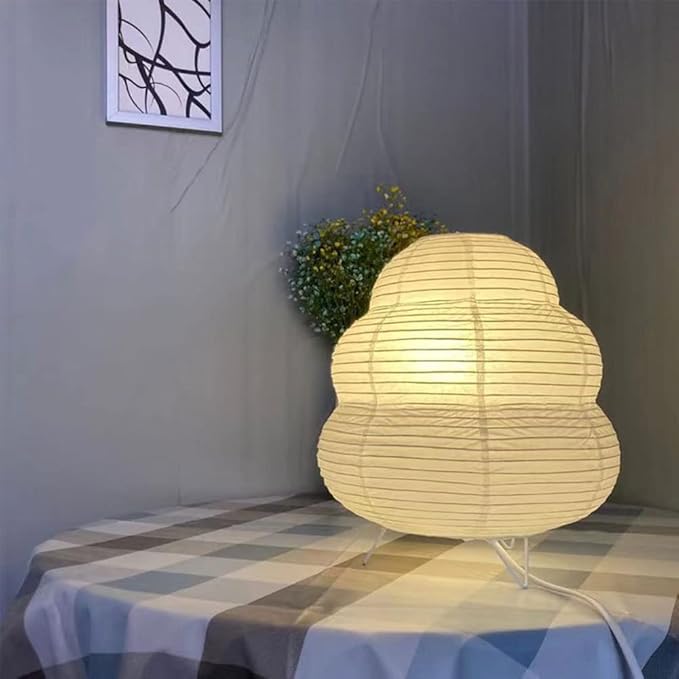 Bedside Table Lamp Paper Standing Lamp Room Decoration Festival Lantern Light Nightstand Desk Lamp Bedroom Dresser Living Kids Room College Dorm Coffee (White, 10.24"x9.06"x9.06")
