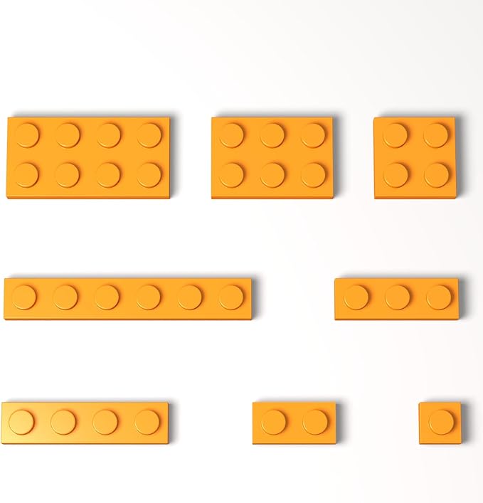 100 Pieces Classic Building Plate Assortment Pack, 8 Sizes Small Baseplates Multipacks, Compatible with Lego Parts and Pieces, Small Plate for Building(Color:Orange)