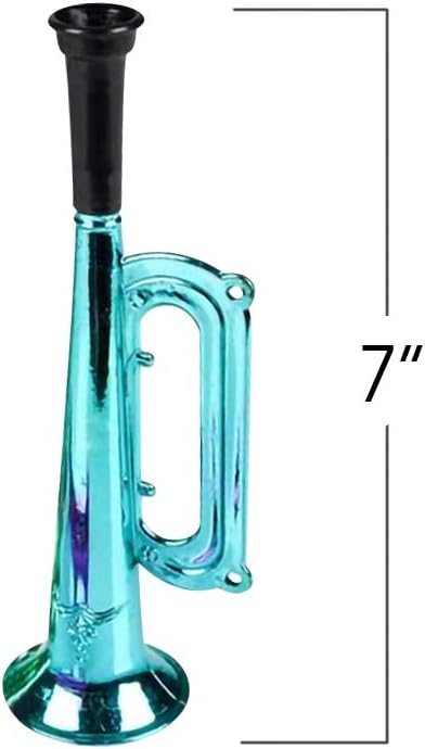 ArtCreativity 7 Inch Metallic Trumpets, Set of 12, Fun Plastic Musical Instruments Noise Makers for Parties and Events, Music Toys for Kids, Cool Birthday Party Favors for Boys and Girls