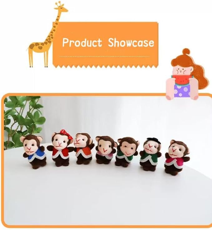 5 Little Monkeys Finger Puppets for Kids, 7 Pack Plush Finger Puppets Toy, Storytelling Theater Role Play, Bedtime Story for Toddlers