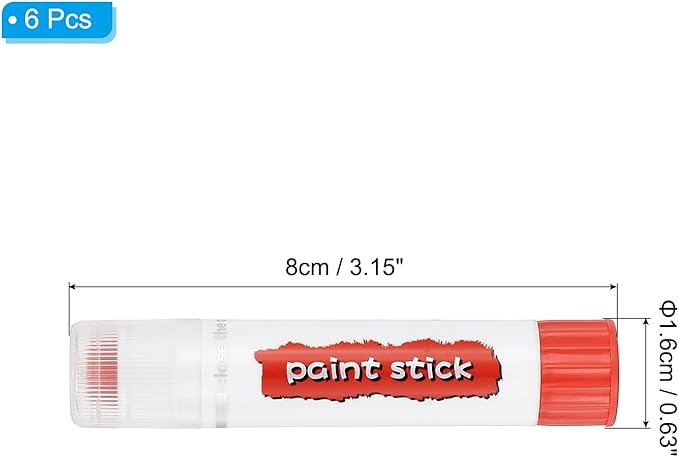 PATIKIL Tempera Paint Sticks, 6 Pcs Solid Tempera Paints Sticks Washable Bulk Markers Pen Quick Drying for Artists Beginners Art Supplies, Orange Red