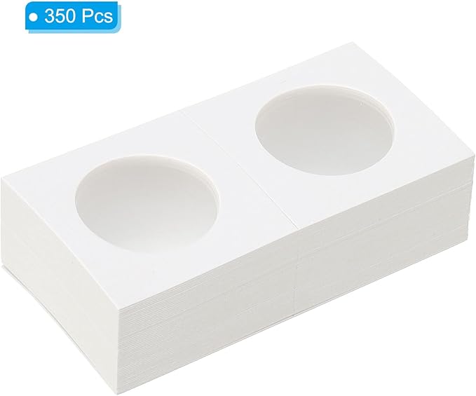 PATIKIL 2x2 Coin Flips, 350 Pack 33mm Cardboard Coin Holder Paper Coin Holders for Coin Collection Supplies Collector, White