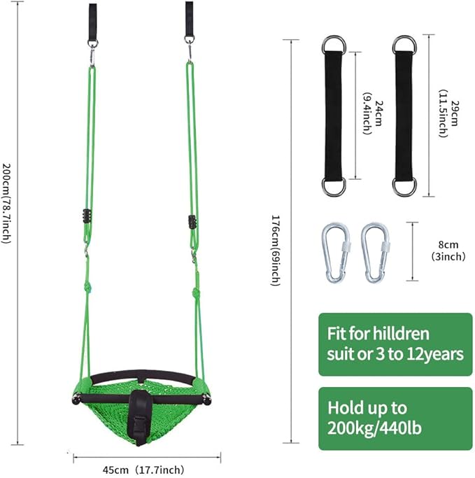 Toddler Swing & 2-in-1Baby Swing - Adjustable Rope Swing Seat for Kids | Indoor & Outdoor Durable Backyard Swing Set for Infants & Toddlers (Green)