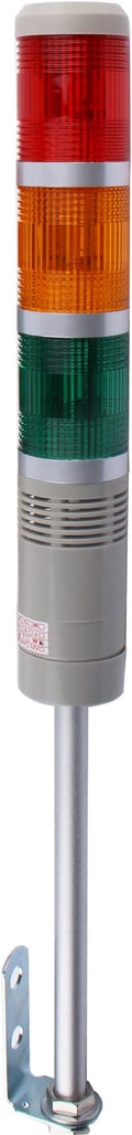 Industrial Signal Tower, Column LED Alarm Tower with Buzzer - 3-Layer Stack LED Warning Light for Safety (DC 12V/Sound/Steady ON)