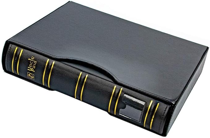Uncle Paul Coin Storage Leather Binder with Slipcase Set - Assorted 4 Sizes Pocket Pages, 12 Pages Coin Collection Book for Global Travel, All in One 4-Ring Coin Album for Journal 9.6"x 11.8" BC01
