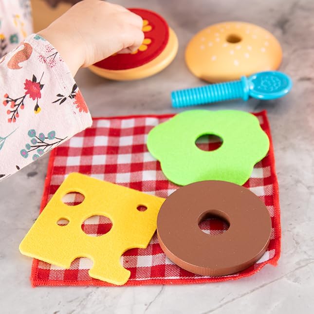 Fat Brain Toys Pretendables Burger & Fries - Imaginative Play Food Set for Ages 3 to 7