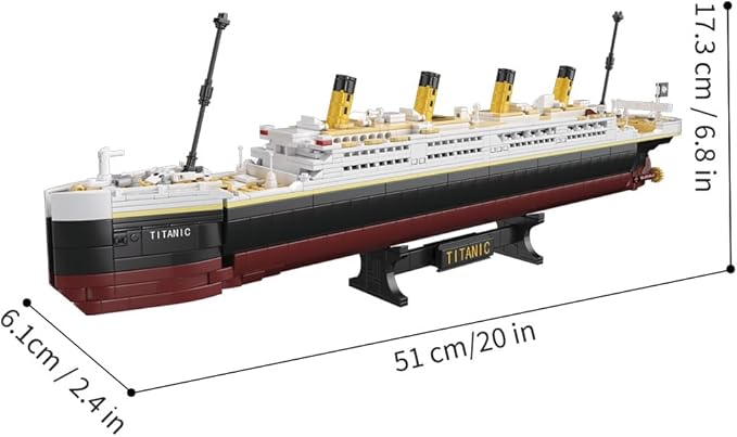 Titanic Boat Model Building Block Set, 1465 Pieces Cruise Ship Model，DIY Educational Titanic Toys for 8+