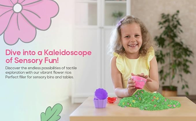 Sensory Bin Filler for Sensory Table - Colored Rice for Sensory Play (Flower Rice)