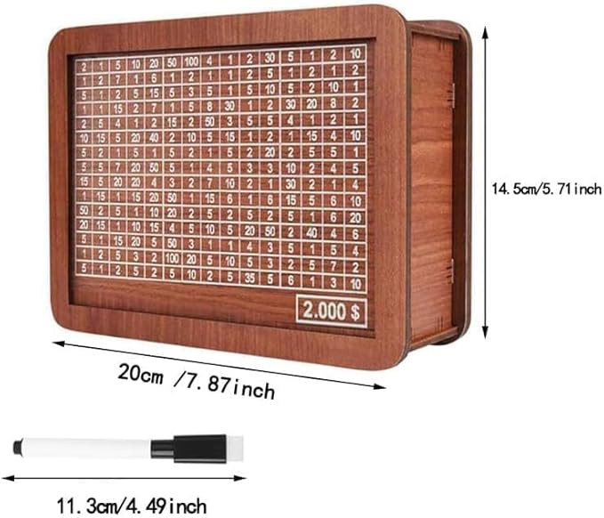 Wooden Coin Bank Money Saving Box, Cash Vault Wooden Savings Box, Wooden Digital Piggy Bank with Counting Target, Money Vault Savings for Boys and Girls (10000 Savings Challenge Box)