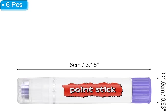 PATIKIL Tempera Paint Sticks, 6 Pcs Solid Tempera Paints Sticks Washable Bulk Markers Pen Quick Drying for Artists Beginners Art Supplies, Light Purple