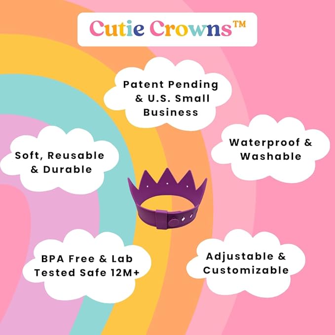 Birthday Crown for Kids Classroom – Adjustable Soft Silicone Princess Crown, Ages 2–10+, BPA Free, Dishwasher Safe