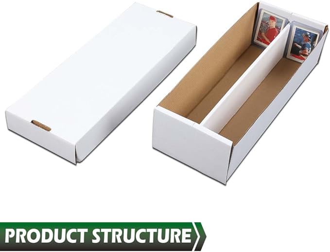 GRAND ORANGE White Transaction Card Storage Box (1,600 CT) Corrugated Board Two Dividers Model Holds Over 300 3x4 Toploads Trading Card