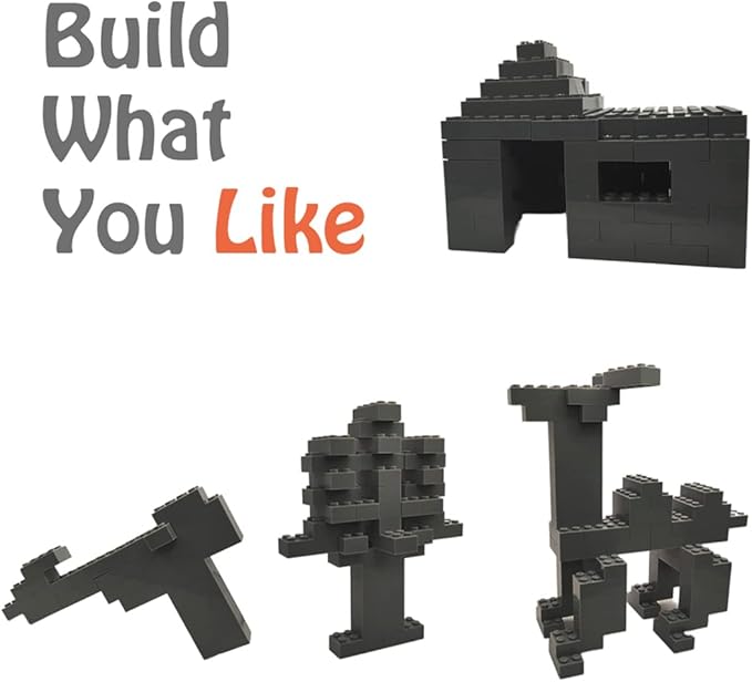 200 Piece Classic Building Bricks, 2x4 Bulk Bricks STEM Creative Building Toys, Dark Grey(Samll Bricks, 1.25x0.62x0.47 in)
