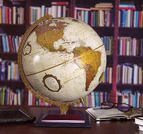 Replogle Andorra Globe, 12" Desktop World Globe, Raised Relief, Up-to-date Cartography, Smart Intelli-enabled World Map, Made in the USA, Antique