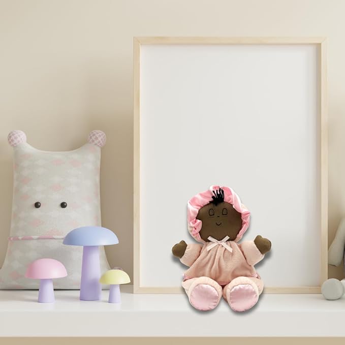 Soft Baby Doll, Black Hair, Brown Skin, Multiracial Soft Dolly, No Hard Parts, 11' Tall