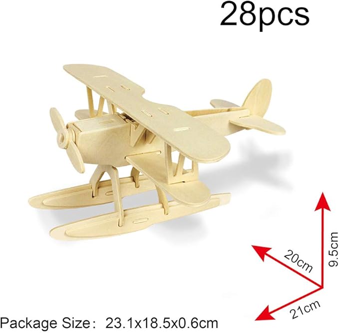 Georgie Porgy 3D Wooden Puzzles for Kids Toys Construction Woodcraft Kits DIY Model Puzzle Kits Birthday Gifts Pack of 6 (Airplane Bus Sports Car Pirate Ship Truck Motorcycle)