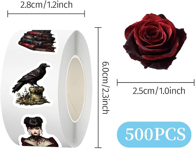 500 Pcs Gothic Sticker Witch Stickers for Water Bottle and Laptop - Witchcraft Party Favors & Decorations, Waterproof Vinyl Magical Decals, Gifts for Teens