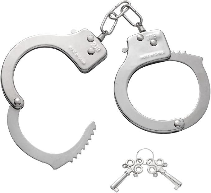 Spooktacular Creations Police Pretend Toy Set for Kids, Silver Police Badge Handcuffs, Cop Play Costume Accessories, Halloween Party Favors, Detective Dress Up, Christmas Stuffers for Boys Men Women