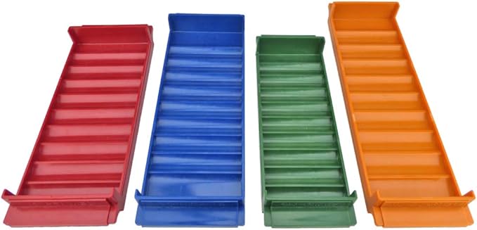 Rolled Coin Storage 4 Tray Set, Color-Coded Heavy Duty Plastic, Assorted Colors