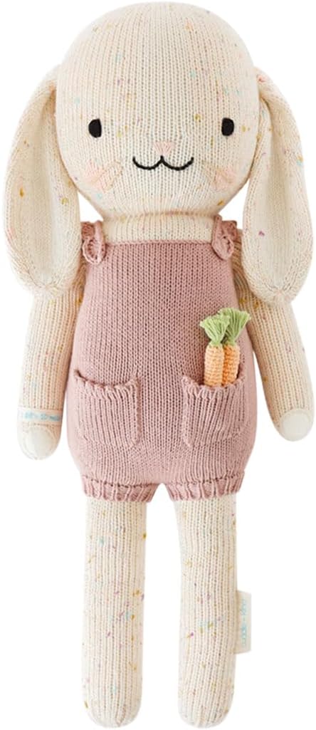 cuddle + kind Harper The Bunny Little 13" Hand-Knit Doll – 1 Doll = 10 Meals, Fair Trade, Heirloom Quality, Handcrafted in Peru, 100% Cotton Yarn