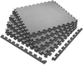 Norsk Multi-Purpose Reversible Floor Mats - EVA Interlocking Foam Tiles (Gray/Black 24 Tiles - 96 sq. Ft. 1/2" Thick)