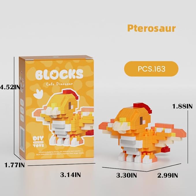 Pterosaur Cute Dinosaur Animals Creature Building Toy Blocks Ancient Creatures Life Mini Bricks Micro Building Toys