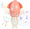 Dancing Octopus Toy with LED Lights and Music, Fishing Rod, Automatic Avoidance, Crawling, Tummy Time Toy, Suitable for Children 3 Years and Older, Birthday Gift (Pink)