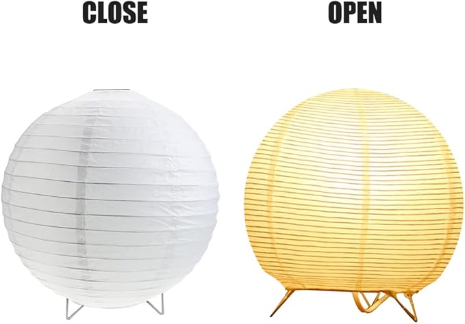 Bedside Table Lamp Paper and Chrome Standing Lamp Room Decoration Festival Lantern Light Nightstand Desk Lamp Bedroom Dresser Living Kids Room College Dorm Coffee (White)