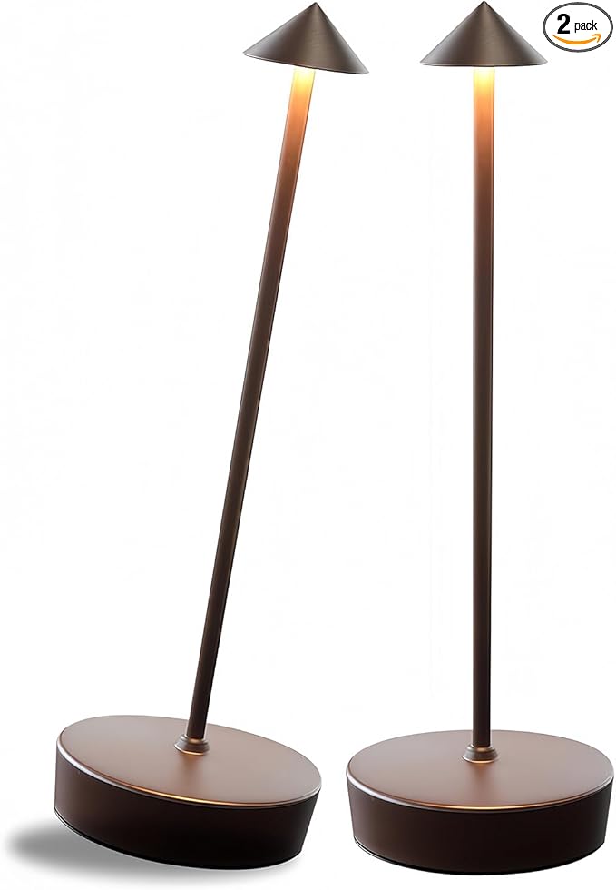 2 Packs Rust Cordless Rechargeable Table Lamp 7200mAh Portable Touch Control LED Dimmable Rusty Table Lamp for Bedroom Reading