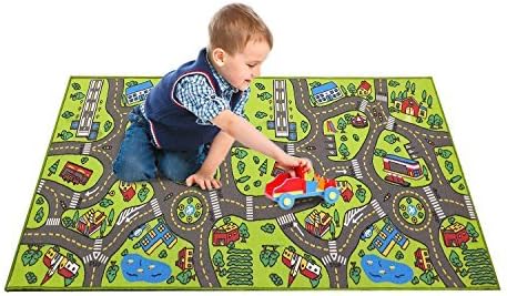 Kids Rug Playmat City Life Great for Playing with Cars and Toys - Play Learn and Have Fun Safely - Educational Road Traffic Play Mat for Bedroom Play Room Game Safe Area (Medium 43" x 26" Inches)