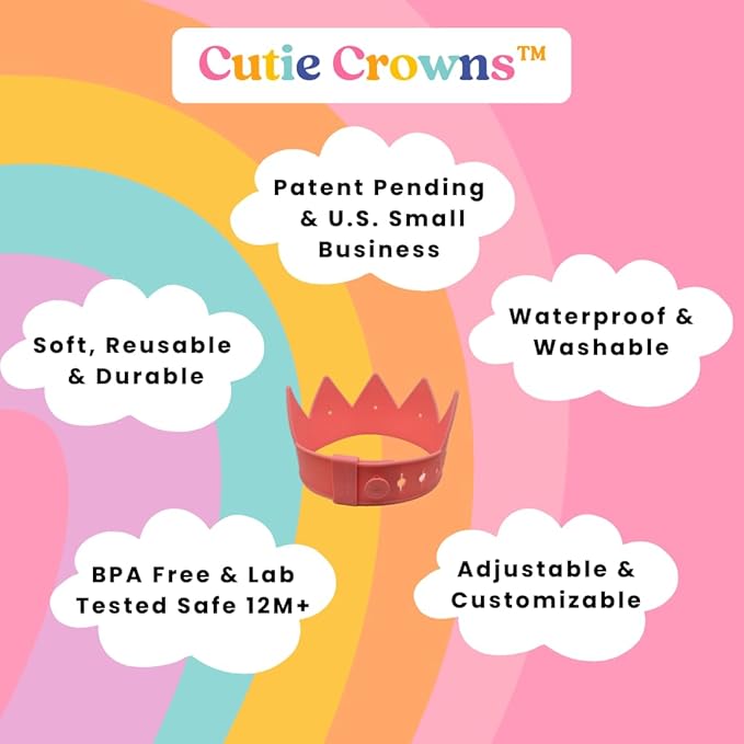 Birthday Crown for Kids Classroom – Adjustable Soft Silicone Princess Crown, Ages 2–10+, BPA Free, Dishwasher Safe