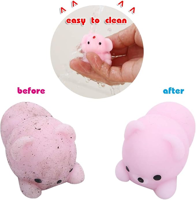 KINGYAO Squishies Squishy Toy 24pcs Party Favors for Kids Mochi Squishy Toy moji Kids Mini Kawaii squishies Mochi Stress Reliever Anxiety Toys Easter Basket Stuffers fillers with Storage Box