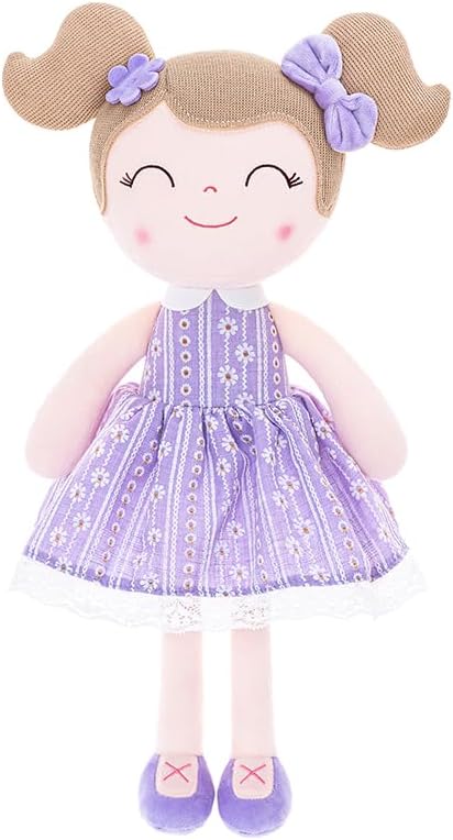Gloveleya Baby Girl Gifts Soft Plush Doll – Lavender Daisies 16 Inch Cuddle Toy with Basket, Collectible Keepsake Birthday Easter Baby Shower Christmas for Girls
