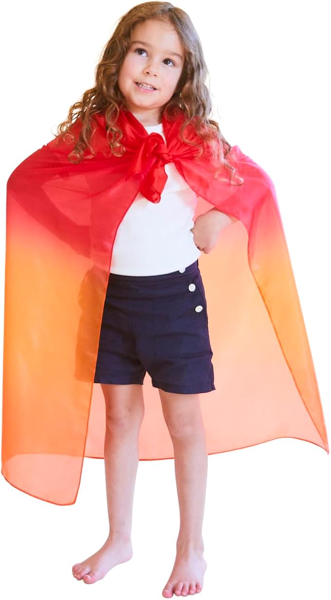 Sarah's Silks Enchanted Playsilk, 100% Silk Scarves for Kids and Toddlers, Sensory Toys | Bright Square Scarves, Montessori Waldorf Toys for Imaginative and Pretend Play - Fire