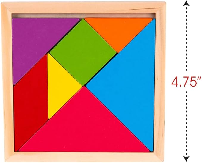 ArtCreativity Wooden Tangram Puzzles for Kids (Set of 6) Wood Tangrams with 7 Colored Pieces Each, Fun Educational Brain Teaser, Learning Toy for Boys and Girls, Fun Party Favor