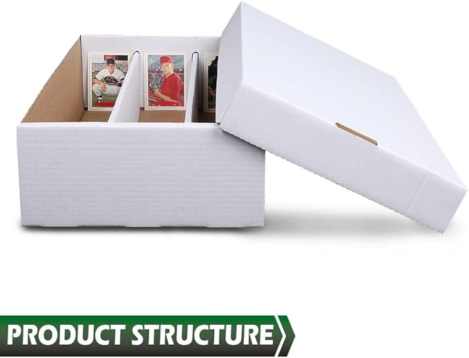GRAND ORANGE 3000 Count 3 Row Card Storage Box 2 PACK Cardboard Standard Trading & Gaming card Storage Boxes Corrugated Cardboard Storage Box Trading Card Slab Storage Boxes