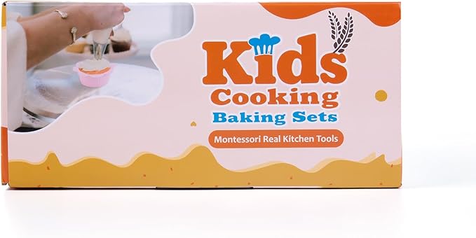 52 PCS Kids Cooking Sets, Montessori Pretend Play Kitchen Toys for Real Cooking Baking, Toddler Knife Set with Chef Hat & Apron, Kids Baking Set for Boys Girls Christmas Birthday Gift