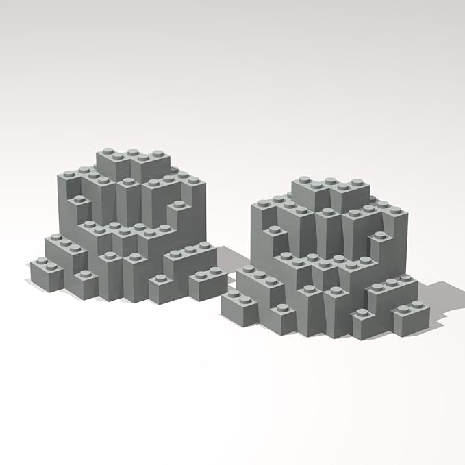 Classic Building Rock Bulk, Rockery Panel 8x8x6 Medium Symmetric 20 Piece, Compatible with Lego Parts and Pieces: (Color:Light Gray)