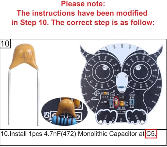 ICSTATION Soldering Learning Kit, Touch Control Owl Light Soldering Project With 3 Light Modes Brightness Adjustment Owl Shaped LED DIY Kit for Beginners School Students Education Halloween Present