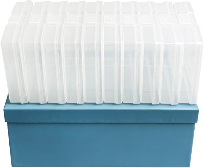 novelinks Photo Case 4" x 6" Photo Storage Box - 10 Inner Picture Storage Container (Sky Blue, 2 Pack)