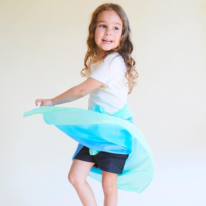 Sarah's Silks Set of 5 Enchanted Playsilks - 100% Silk Play Scarves for Kids and Toddlers | Bright Colored 35" Large Square Scarves Perfect for Dance, Imaginative and Pretend Play
