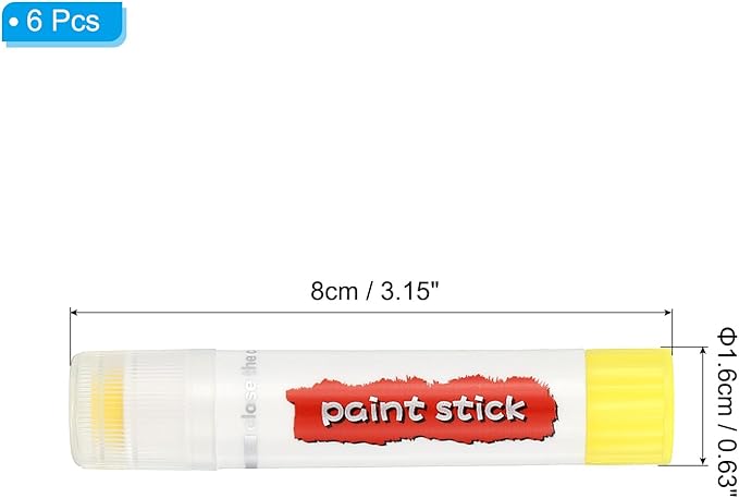 PATIKIL Tempera Paint Sticks, 6 Pcs Solid Tempera Paints Sticks Washable Bulk Markers Pen Quick Drying for Artists Beginners Art Supplies, Lemon Yellow