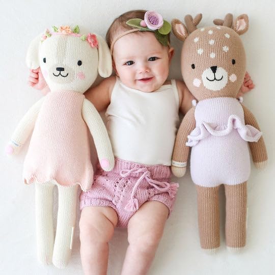 cuddle + kind Violet The Fawn Regular 20" Hand-Knit Doll – 1 Doll = 10 Meals, Fair Trade, Heirloom Quality, Handcrafted in Peru, 100% Cotton Yarn
