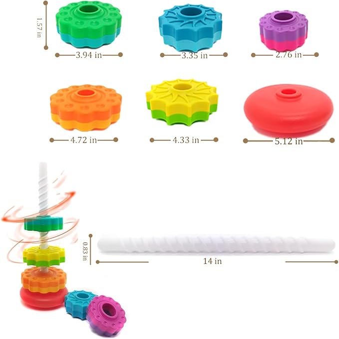 Rainbow Spinning Toy, Stacking Toy for Toddlers 1-3, Educational Montessori, Developmental Baby & Toddler, Autism Sensory, Gifts for One Year Old Girl Boy