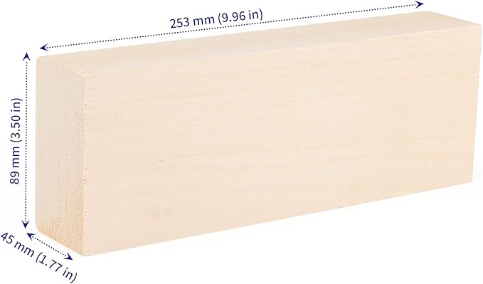 SOUJAP 2 Pack 10 x 3.5 x 1.7 Inch Basswood Carving Blocks, Unfinished Wood Blocks, Soft Solid Wood Whittling Blocks for Carving, Crafts
