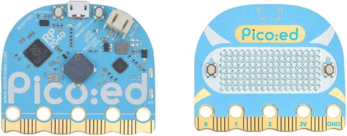 ELECFREAKS Pico:ed Development Board Based on Raspberry Pi RP2040 MCU, Picoed Python Microcontroller with 7 * 17 Dot-Matrix Screen Dual-core ARM Cortex M0+ Processor for Education Classroom Teaching