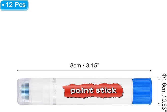 PATIKIL Tempera Paint Sticks, 12 Pcs Solid Tempera Paints Sticks Washable Bulk Markers Pen Quick Drying for Artists Beginners Art Supplies, Blue